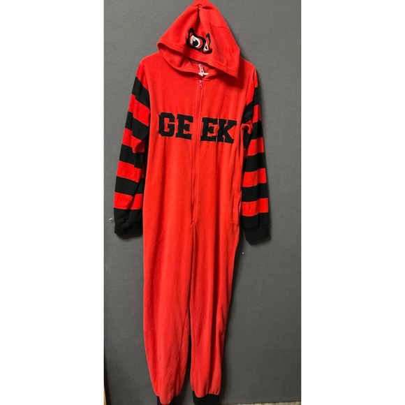 Tarae by Rue 21 Geek Hooded Fleece One piece Medium Lounge Pajamas Unisex - Picture 1 of 8